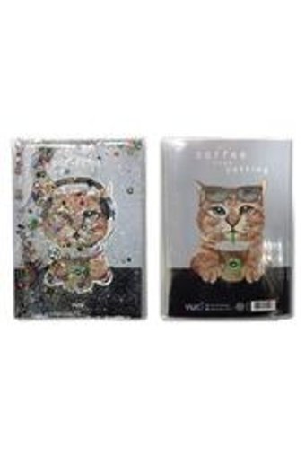 Vuki Kedi Temalı A5 Çizgisiz Orta Boy Gri Not Defteri