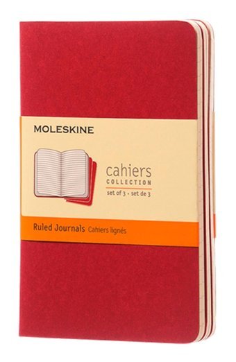 Moleskine Cahier Pocket A6 Çizgili Küçük Boy Kırmızı 3'lü Not Defteri