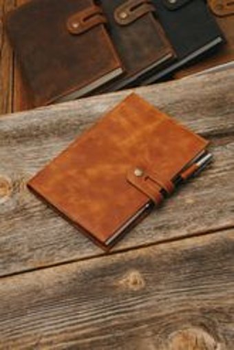 Saraci Leather Craft A5 Çizgili Orta Boy Kahverengi Not Defteri