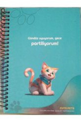 İleritoys Cute Pets A5 Kareli Orta Boy Yeşil Not Defteri