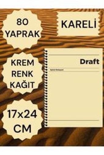 Seyfikirtasiye B5 Kareli Orta Boy Sarı Not Defteri