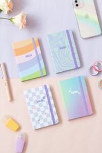 Matt Notebook Gökkuşağı Kalemli A6 Çizgili Lastikli Küçük Boy Çok Renkli 4'lü Set Not Defteri