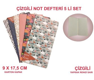Abc A6 Çizgili Düz Küçük Boy Çok Renkli Set Not Defteri