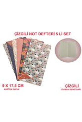 Abc A6 Çizgili Düz Küçük Boy Çok Renkli Set Not Defteri