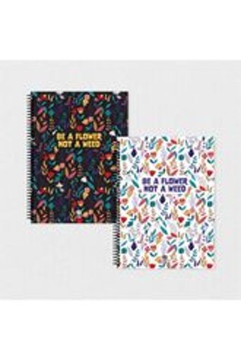 Tabby Design Floral A5 Çizgisiz Spiralli Küçük Boy Çok Renkli 2'li Set Not Defteri