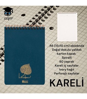 Seyfikirtasiye A6 Kareli Küçük Boy Mavi Not Defteri
