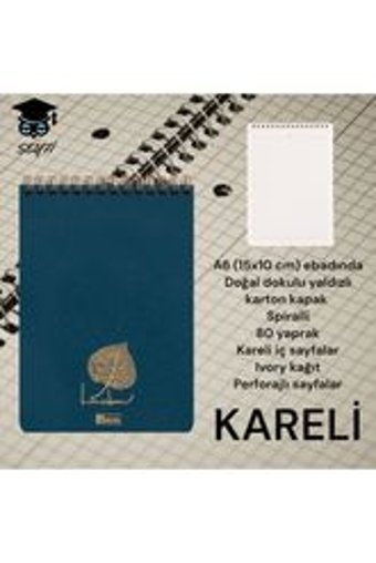 Seyfikirtasiye A6 Kareli Küçük Boy Mavi Not Defteri