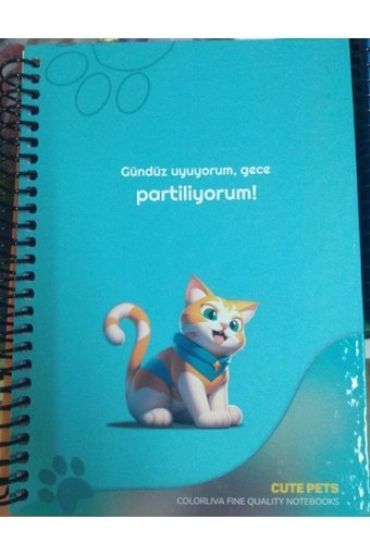 İleritoys Cute Pets A5 Çizgili Orta Boy Çok Renkli Not Defteri