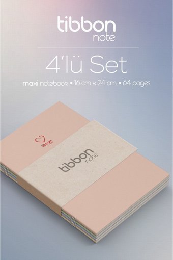 Tibbon B5 Çizgisiz Düz Büyük Boy Çok Renkli 4'lü Set Not Defteri