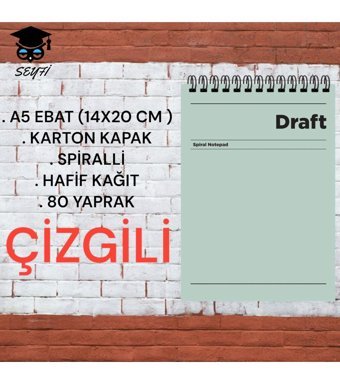 Seyfikirtasiye A5 Çizgili Orta Boy Yeşil Not Defteri