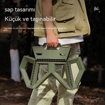 Maskot Plastik Katlanır Kamp Taburesi Yeşil