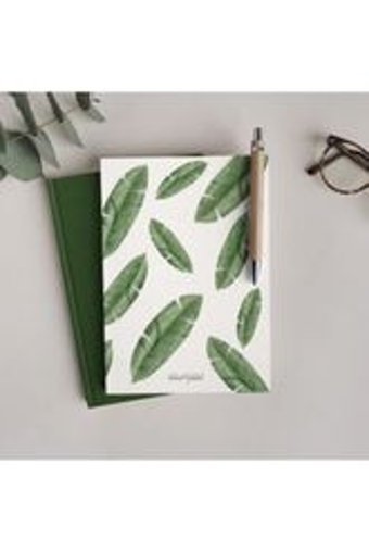 Bikutumutluluk Banana Leaf Kalemli A5 Çizgisiz Orta Boy Beyaz Not Defteri