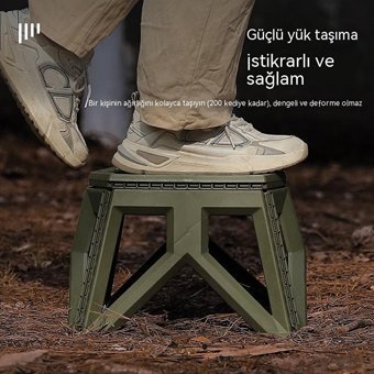 Maskot Plastik Katlanır Kamp Taburesi Yeşil