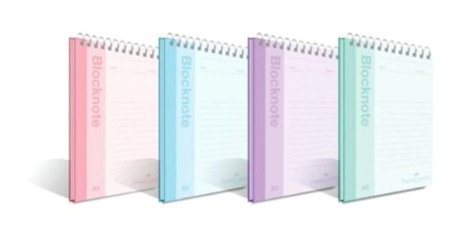 Faber Castell A5 Kareli Spiralli Orta Boy Mavi 4'lü Set Not Defteri