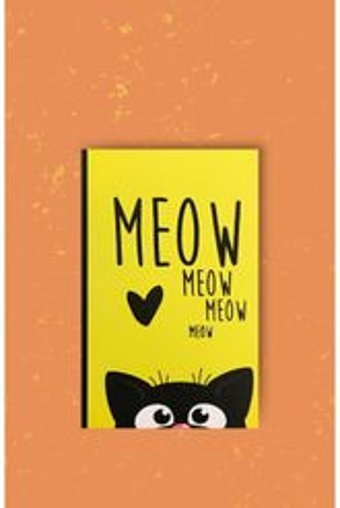 Otantik Kitap Kedi Temalı A6 Çizgili Küçük Boy Sarı Not Defteri