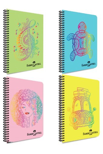 Faber Castell A4 Kareli Büyük Boy Çok Renkli 4'lü Not Defteri