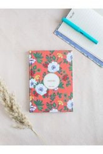 Hiddenpaperco Çiçek A5 Çizgili Orta Boy Turuncu Not Defteri