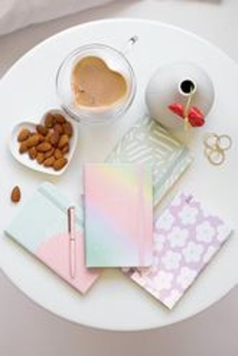 Matt Notebook Papatya Gökkuşağı Soyut Kalemli A6 Çizgili Lastikli Küçük Boy Yeşil 4'lü Set Not Defteri