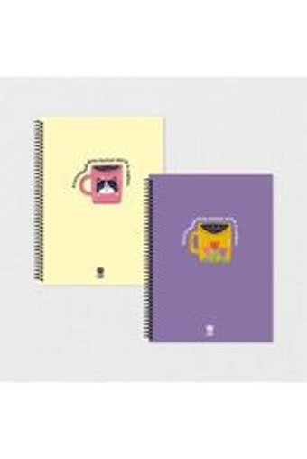Tabby Design A5 Çizgisiz Spiralli Küçük Boy Çok Renkli 2'li Set Not Defteri