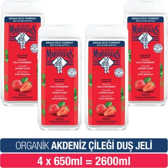 Le Petit Marseillais Akdeniz Çileği Aromalı Nemlendirici Duş Jeli 4x650 ml