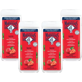 Le Petit Marseillais Akdeniz Çileği Aromalı Nemlendirici Duş Jeli 4x650 ml