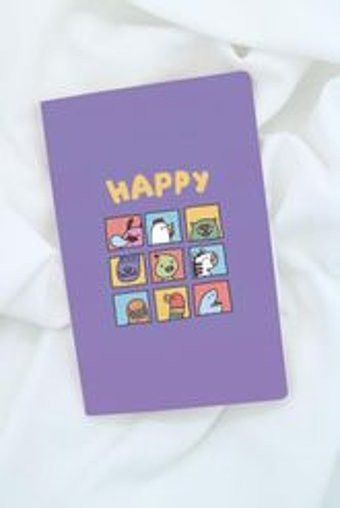 Anime Marketi Happy Yazılı A5 Çizgisiz Orta Boy Çok Renkli Not Defteri