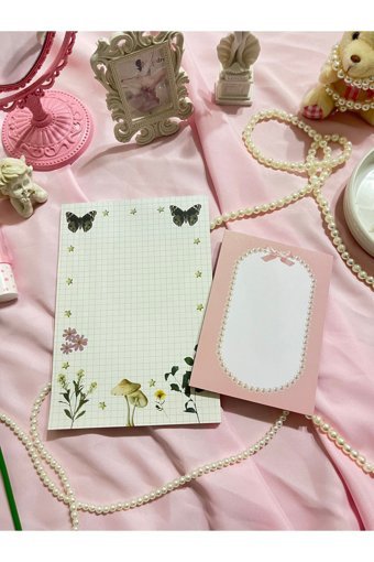 Merccuri Crafts Coquette A5 Kareli Düz Orta Boy Yeşil 2'li Set Not Defteri