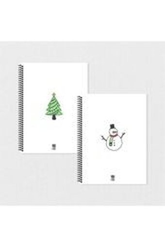 Tabby Design Yılbaşı A5 Çizgisiz Spiralli Küçük Boy Çok Renkli 2'li Set Not Defteri