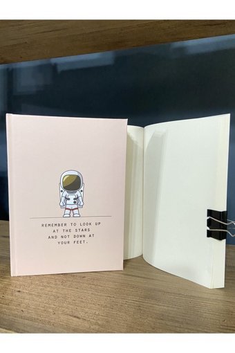 Yldz Astronot A5 Çizgisiz Orta Boy Pembe Not Defteri