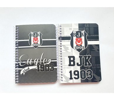 Timon Beşiktaş A6 Çizgili Spiralli Küçük Boy Siyah 2'li Set Not Defteri