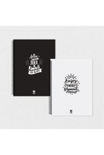 Tabby Design Motto A5 Çizgisiz Spiralli Küçük Boy Çok Renkli 2'li Set Not Defteri