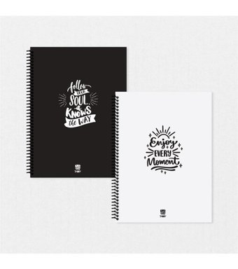 Tabby Design Motto A5 Çizgisiz Spiralli Küçük Boy Çok Renkli 2'li Set Not Defteri