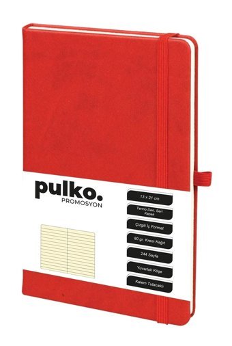 Pulko A5 Çizgili Orta Boy Kırmızı Not Defteri