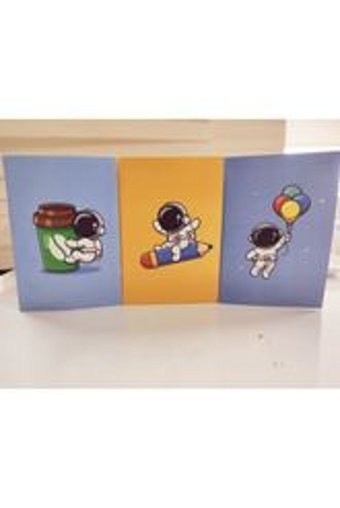 Dijitol Astronot A5 Çizgisiz Düz Küçük Boy Mavi 3'lü Set Not Defteri
