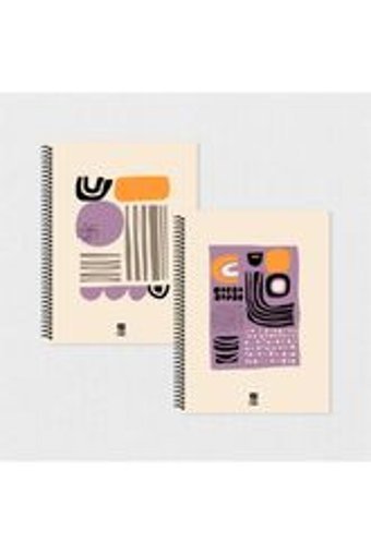 Tabby Design Soyut A5 Çizgisiz Spiralli Küçük Boy Çok Renkli 2'li Set Not Defteri
