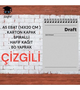 Seyfikirtasiye A5 Çizgili Orta Boy Gri Not Defteri