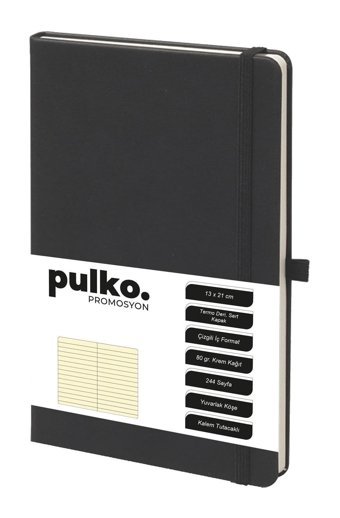 Pulko A5 Çizgili Orta Boy Siyah Not Defteri