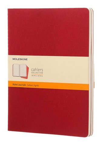 Moleskine Cahier A5 Çizgili Büyük Boy Kırmızı 3'lü Not Defteri