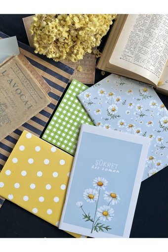 Nova Crafts Bahar Renkleri Ve Papatyalar A5 Çizgili Düz Orta Boy Çok Renkli Set Not Defteri