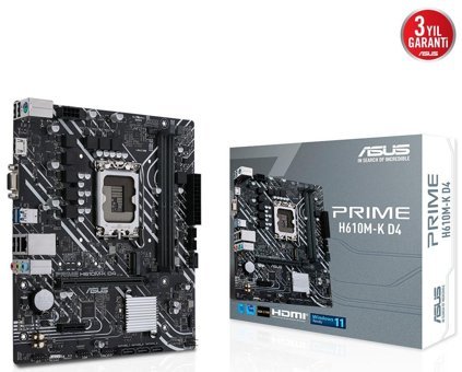 Asus Prime H610M-K LGA 1700 DDR4 3200 MHz mATX Masaüstü Bilgisayar Prime Uyumlu Anakart