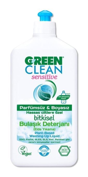 Green Clean Sensitive Kokusuz Kokulu Organik Sıvı El Bulaşık Deterjanı 500 ml