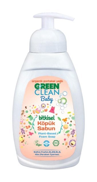 Green Clean Baby Portakal Yağı Organik Nemlendiricili Parabensiz Alkolsüz Köpük Vegan 450 ml Sıvı Sabun