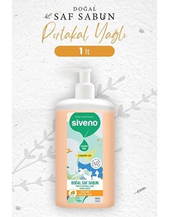 Siveno Portakallı Organik Nemlendiricili Alkolsüz Vegan 1 lt Sıvı Sabun
