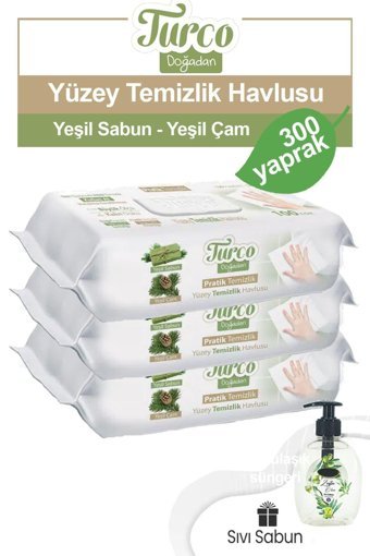 Baby Turco Doğadan 300 Yaprak 3'lü Islak Mendil