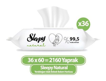 Sleepy Natural Yenidoğan 2160 Yaprak 36'lı Islak Mendil