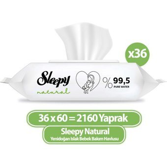 Sleepy Natural Yenidoğan 2160 Yaprak 36'lı Islak Mendil