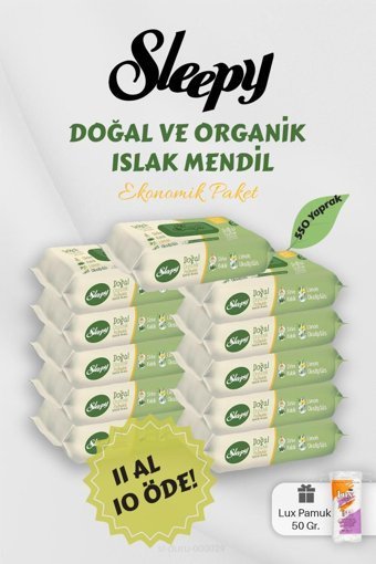 Sleepy Organik 550 Yaprak Islak Mendil