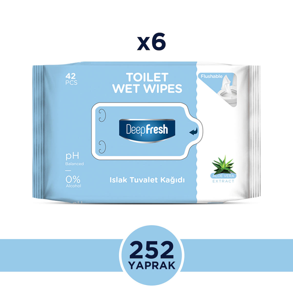 Deep Fresh Aloe Vera 252 Yaprak 6'lı Islak Mendil