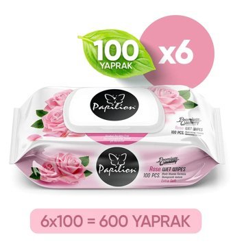 Papilion Gül Antibakteriyel 600 Yaprak 6'lı Islak Mendil