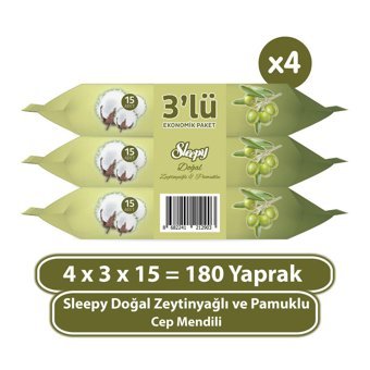 Sleepy Doğal Zeytinyağlı 180 Yaprak 12'li Islak Mendil
